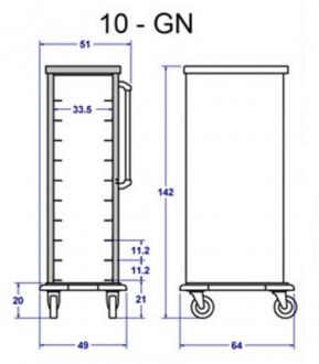 Banketový vozík na GN nádoby, neutrálny - 10 x 1/1 GN