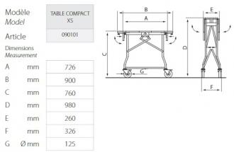 Stolový vozík - TABLE COMPACT XS
